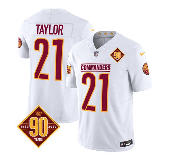 Men's Washington Commanders #21 Sean Taylor White 2023 F.U.S.E. 90th Anniversary Vapor Limited Football Stitched Jersey - Click Image to Close