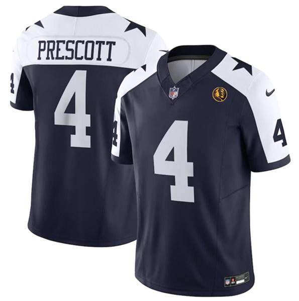 Men's Dallas Cowboys #4 Dak Prescott Navy 2023 F.U.S.E. With John Madden Patch Vapor Limited Football Stitched Jersey - Click Image to Close