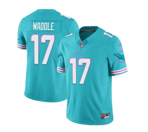 Men's Miami Dolphins #17 Jaylen Waddle Aqua 2023 F.U.S.E Vapor Limited Football Stitched Jersey - Click Image to Close