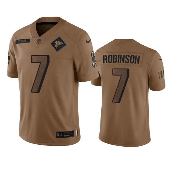 Men's Atlanta Falcons #7 Bijan Robinson 2023 Brown Salute To Setvice Limited Football Stitched Jersey - Click Image to Close