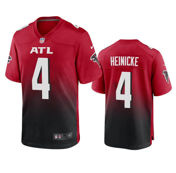 Men's Atlanta Falcons #4 Taylor Heinicke Red/Black Football Stitched Game Jersey - Click Image to Close