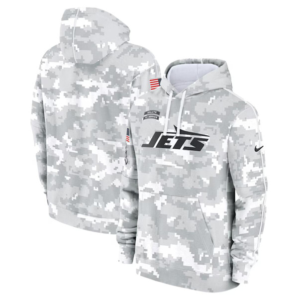 Men's New York Jets 2024 Arctic Camo Salute to Service Club Fleece Pullover Hoodie - Click Image to Close