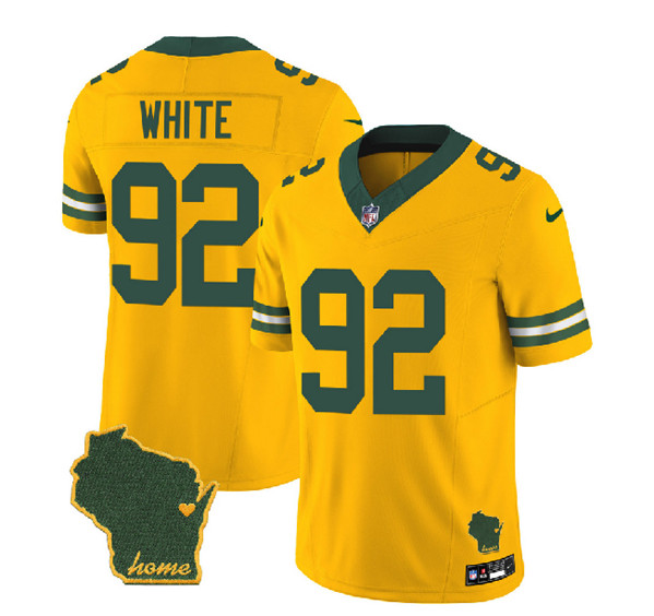 Men's Green Bay Packers #92 Reggie White Gold 2023 F.U.S.E. Home Patch Vapor Untouchable Limited Stitched Jersey - Click Image to Close