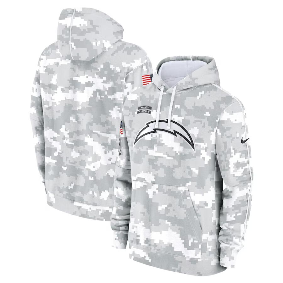 Men's Los Angeles Chargers 2024 Arctic Camo Salute To Service Club Fleece Pullover Hoodie