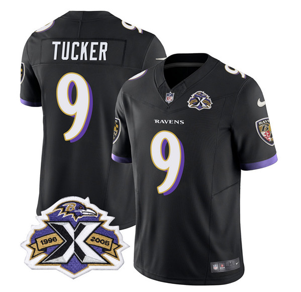 Men's Baltimore Ravens #9 Justin Tucker Black 2023 F.U.S.E With Patch Throwback Vapor Limited Stitched Jersey - Click Image to Close