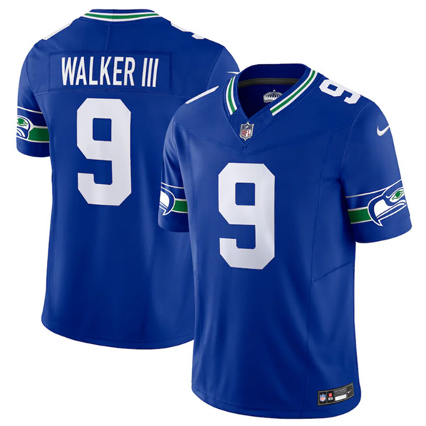 Seattle Seahawks #9 Kenneth Walker III Royal 2023 F.U.S.E. Vapor Limited Throwback Stitched Jersey - Click Image to Close