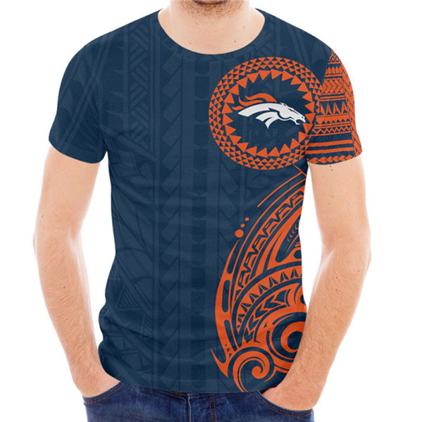 Men's Denver Broncos Navy T-Shirt - Click Image to Close