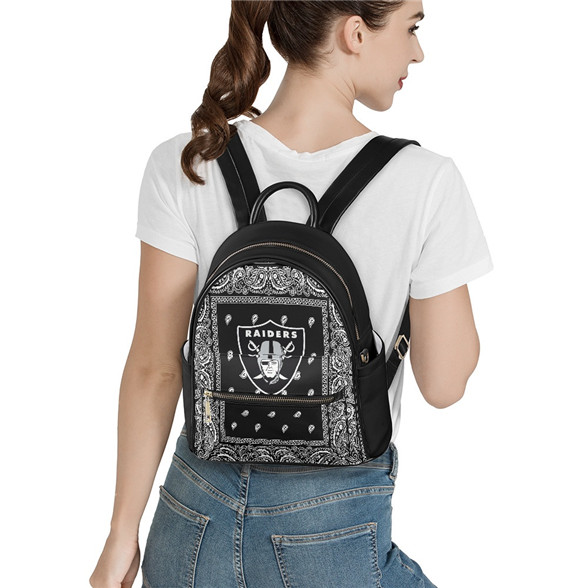 Las Vegas Raiders PU Leather Casual Backpack 001 - Click Image to Close