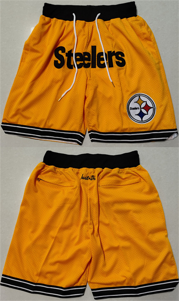 Men's Pittsburgh Steelers Gold Shorts (Run Small) - Click Image to Close