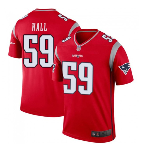 Men's New England Patriots #59 Terez Hall Red Stitched NFL Jersey