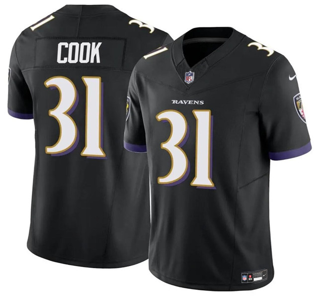 Men's Baltimore Ravens #31 Dalvin Cook Black 2024 F.U.S.E. Vapor Limited Football Jersey