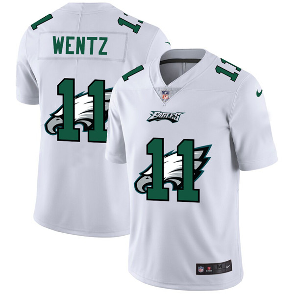 Men's Philadelphia Eagles #11 Carson Wentz White Stitched NFL Jersey - Click Image to Close