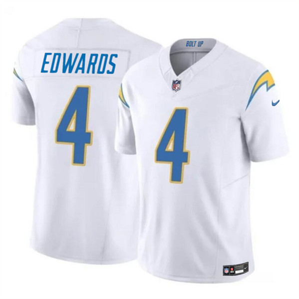 Men's Los Angeles Chargers #4 Gus Edwards White 2024 F.U.S.E. Vapor Limited Football Stitched Jersey - Click Image to Close