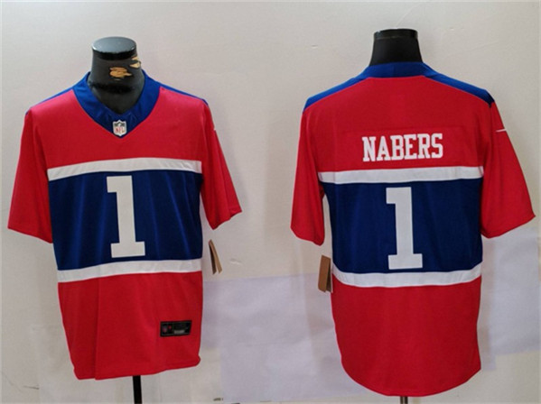 Men's New York Giants #1 Malik Nabers Red 2024 F.U.S.E. Vapor Untouchable Limited Football Stitched Jersey - Click Image to Close