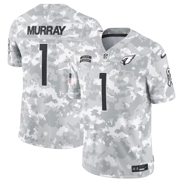 Men's Arizona Cardinals #1 Kyler Murray Arctic Camo 2024 F.U.S.E. Salute to Service Limited Football Stitched Jersey