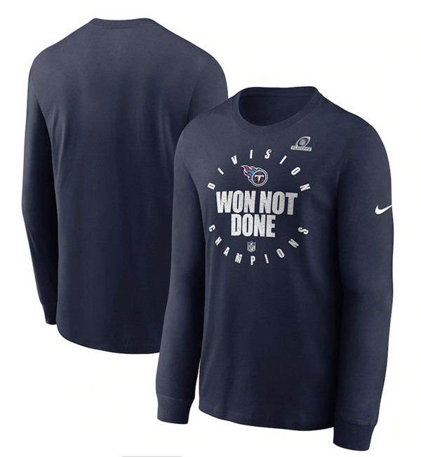 Tennessee Titans 2020 Navy AFC South Division Champions Long Sleeve NFL T-Shirt (All Size) - Click Image to Close