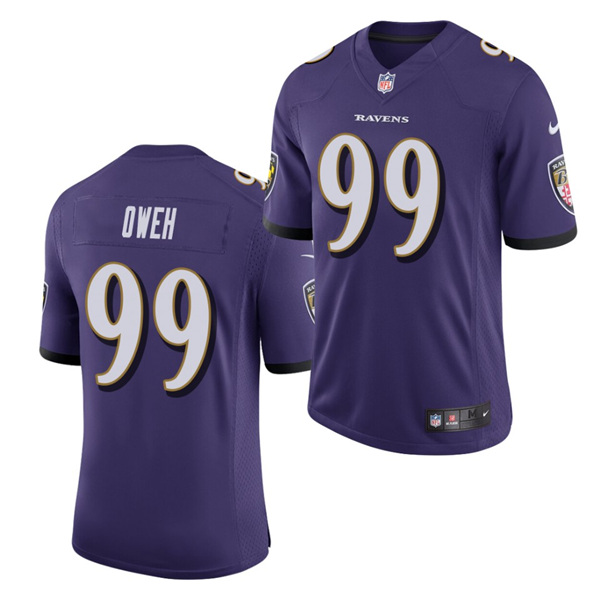 Men's Baltimore Ravens #99 Jayson Oweh Purple 2021 Vapor Untouchable Limited Stitched NFL Jersey