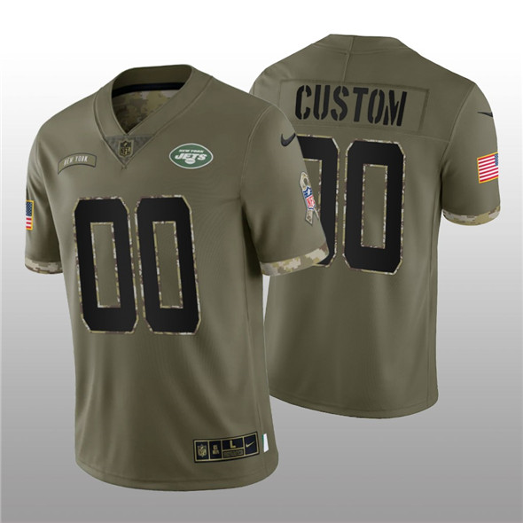 Men's New York Jets ACTIVE PLAYER Custom 2022 Olive Salute To Service Limited Stitched Jersey - Click Image to Close