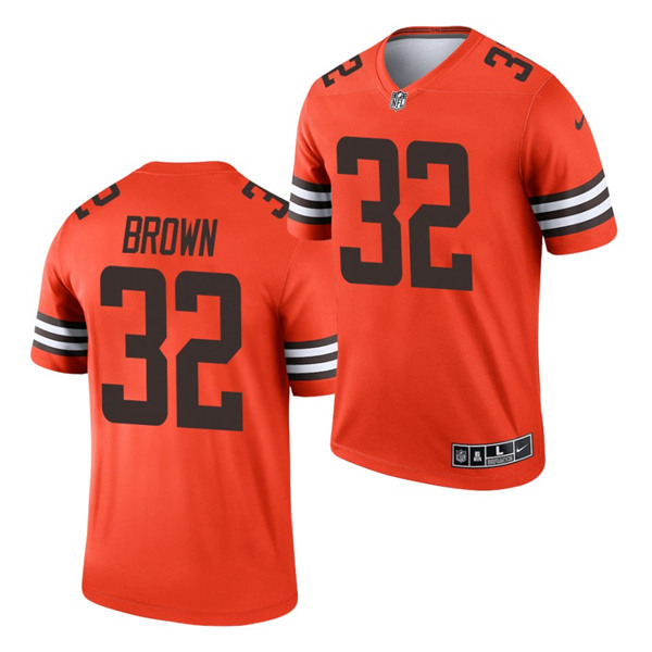 Men's Cleveland Browns #32 Jim Brown Orange 2021 Inverted Legend Jersey