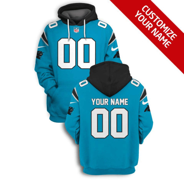 Carolina Panthers Active Player Custom 2021 Blue Pullover Hoodie(Stitched number&name)