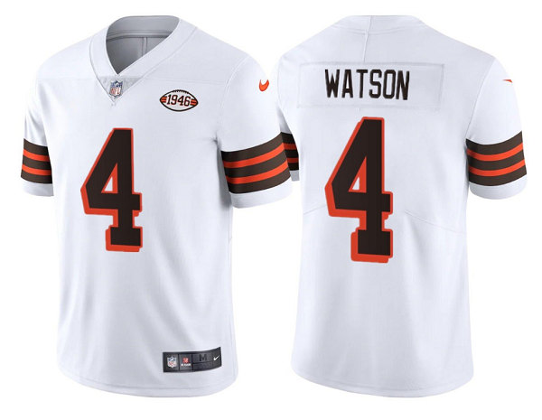 Men's Cleveland Browns #4 Deshaun Watson White 1946 Collection Vapor Untouchable Limited Stitched Jersey