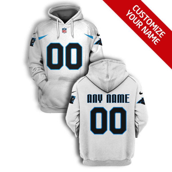 Carolina Panthers Active Player Custom 2021 All White Pullover Hoodie(Stitched number&name) - Click Image to Close