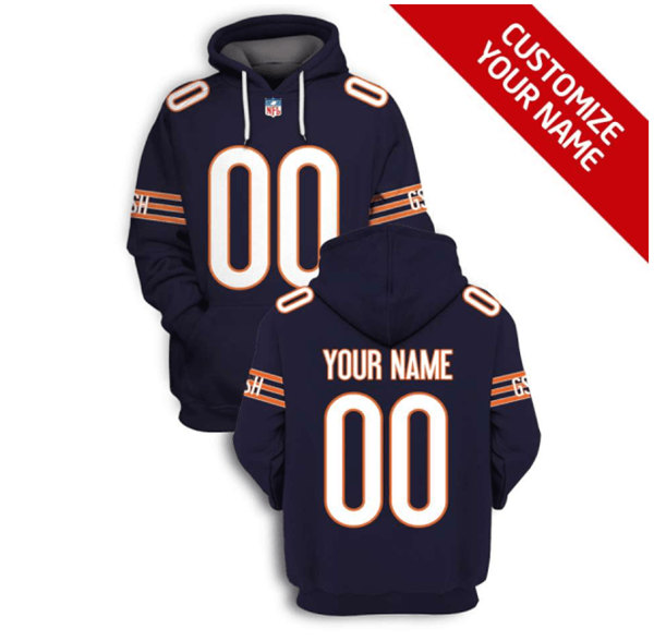 Chicago Bears Active Player Custom 2021 Navy Pullover Hoodie(Stitched number&name)