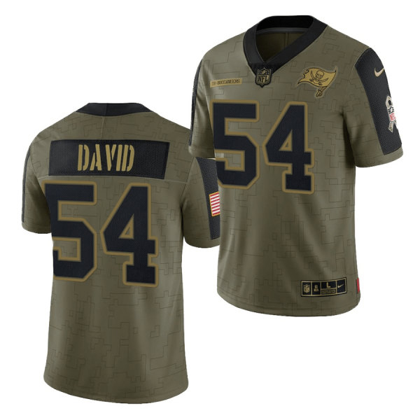 Men's Tampa Bay Buccaneers #54 Lavonte David 2021 Olive Salute To Service Limited Stitched Jersey - Click Image to Close