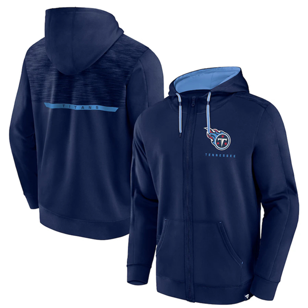 Men's Tennessee Titans Navy Defender Evo Full-Zip Hoodie