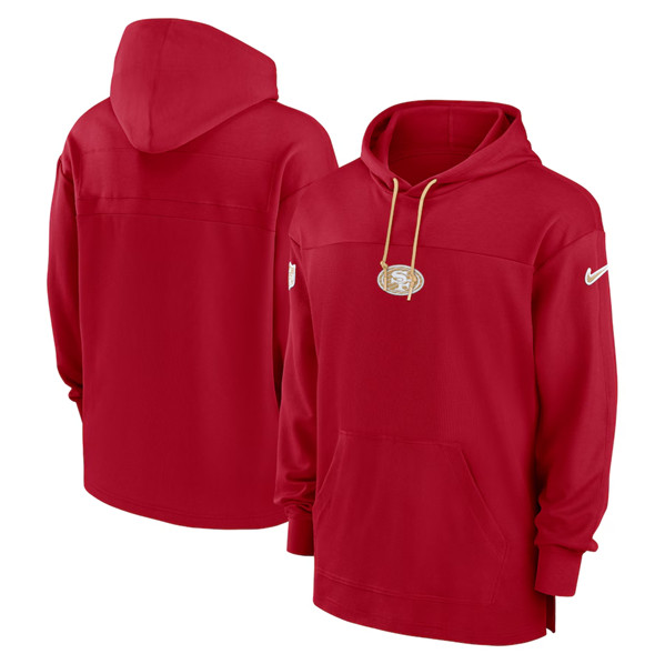 Men's San Francisco 49ers Scarlet Performance Pullover Hoodie - Click Image to Close