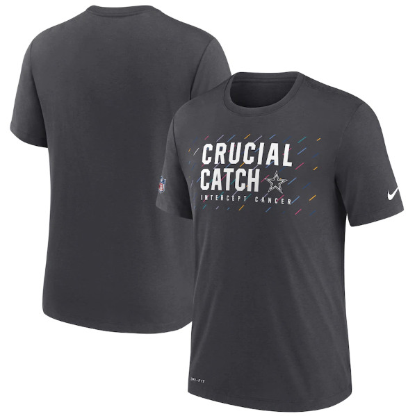 Men's Dallas Cowboys Charcoal 2021 Crucial Catch Performance T-Shirt