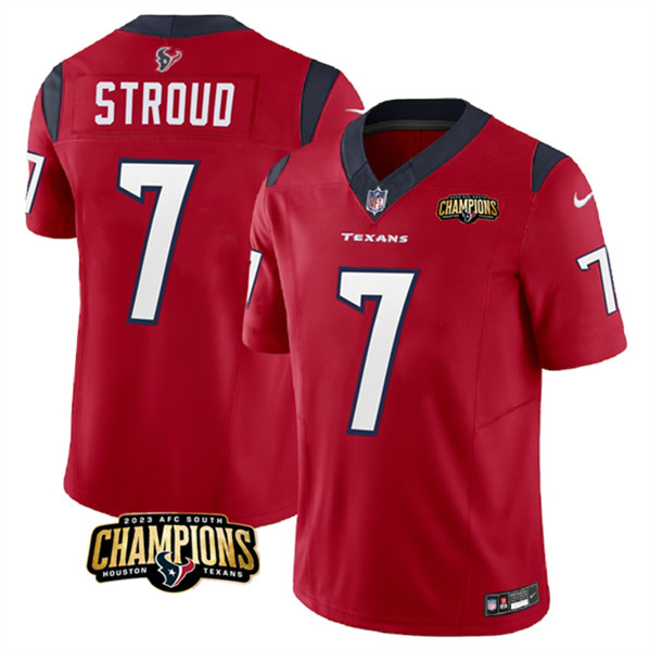 Men's Houston Texans #7 C.J. Stroud Red 2023 F.U.S.E. AFC South Champions Patch Vapor Untouchable Limited Football Stitched Jersey