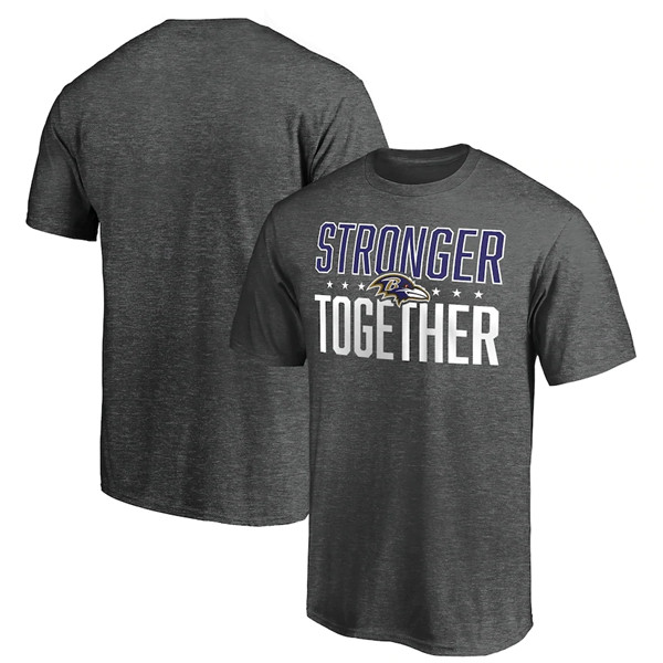 Baltimore Ravens Heather Charcoal Stronger Together T-Shirt (All Size)