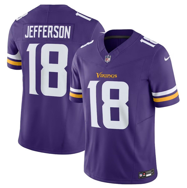 Men's Minnesota Vikings #18 Justin Jefferson Purple 2023 F.U.S.E. Vapor Untouchable Stitched Jersey