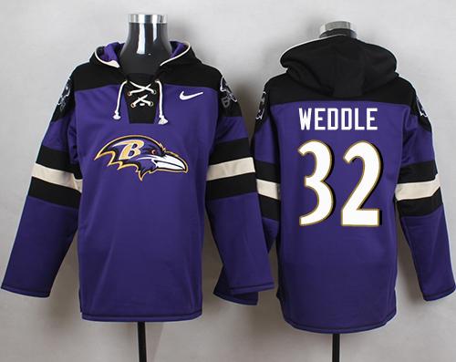 Nike Ravens #32 Eric Weddle Purple Player Pullover NFL Hoodie - Click Image to Close