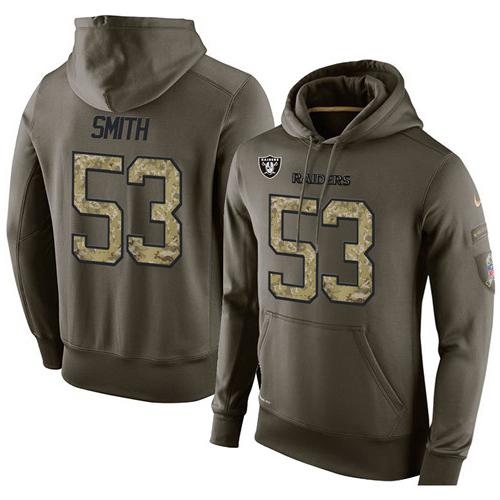 NFL Men's Nike Oakland Raiders #53 Malcolm Smith Stitched Green Olive Salute To Service KO Performance Hoodie - Click Image to Close