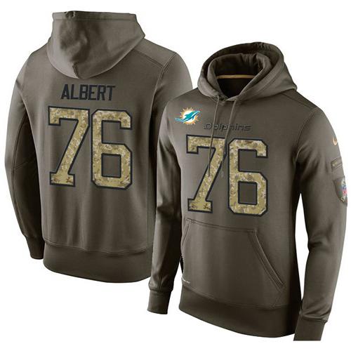 NFL Men's Nike Miami Dolphins #76 Branden Albert Stitched Green Olive Salute To Service KO Performance Hoodie - Click Image to Close