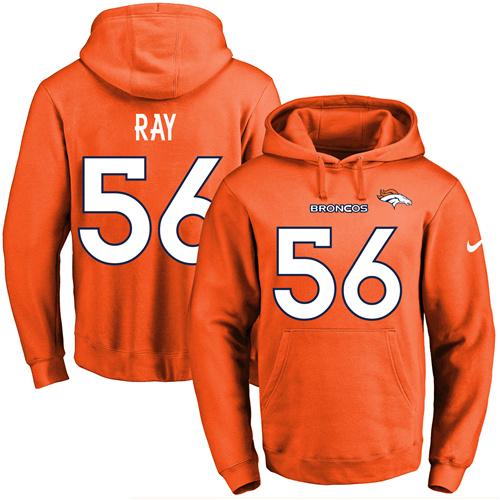 Nike Broncos #56 Shane Ray Orange Name & Number Pullover NFL Hoodie - Click Image to Close