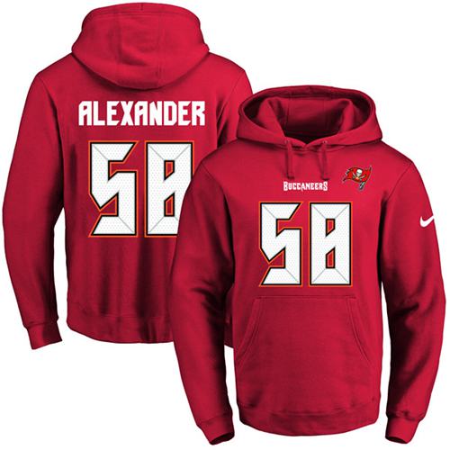 Nike Buccaneers #58 Kwon Alexander Red Name & Number Pullover NFL Hoodie - Click Image to Close