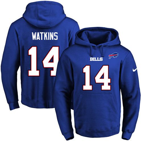 Nike Bills #14 Sammy Watkins Royal Blue Name & Number Pullover NFL Hoodie - Click Image to Close