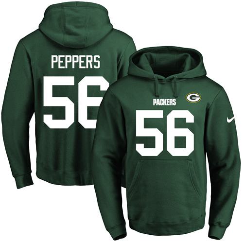 Nike Packers #56 Julius Peppers Green Name & Number Pullover NFL Hoodie - Click Image to Close