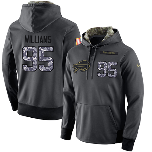 NFL Men's Nike Buffalo Bills #95 Kyle Williams Stitched Black Anthracite Salute to Service Player Performance Hoodie - Click Image to Close