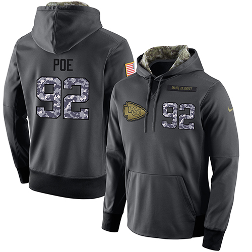 NFL Men's Nike Kansas City Chiefs #92 Dontari Poe Stitched Black Anthracite Salute to Service Player Performance Hoodie - Click Image to Close