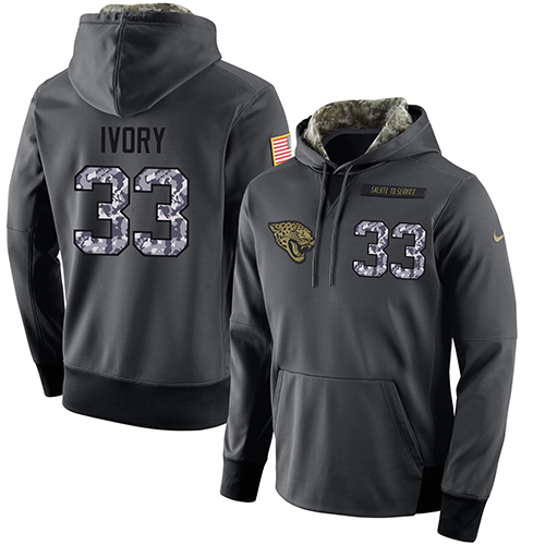 NFL Men's Nike Jacksonville Jaguars #33 Chris Ivory Stitched Black Anthracite Salute to Service Player Performance Hoodie - Click Image to Close