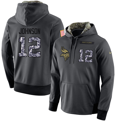 NFL Men's Nike Minnesota Vikings #12 Charles Johnson Stitched Black Anthracite Salute to Service Player Performance Hoodie - Click Image to Close