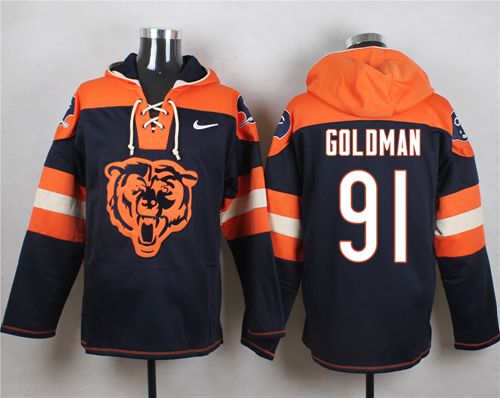 Nike Bears #91 Eddie Goldman Navy Blue Player Pullover NFL Hoodie