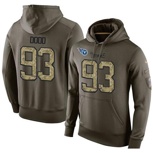 NFL Men's Nike Tennessee Titans #93 Kevin Dodd Stitched Green Olive Salute To Service KO Performance Hoodie - Click Image to Close