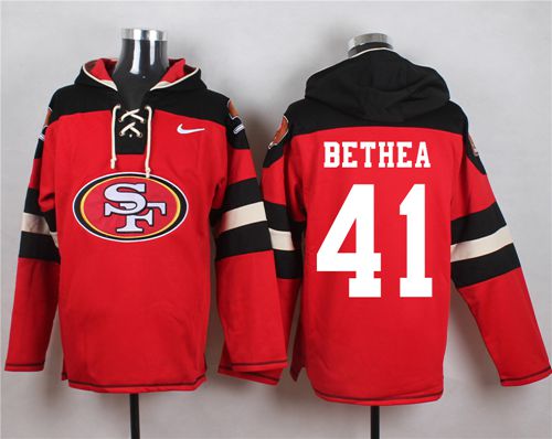 Nike 49ers #41 Antoine Bethea Red Player Pullover NFL Hoodie