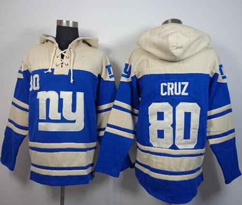 Nike Giants #80 Victor Cruz Blue Sawyer Hooded Sweatshirt NFL Hoodie