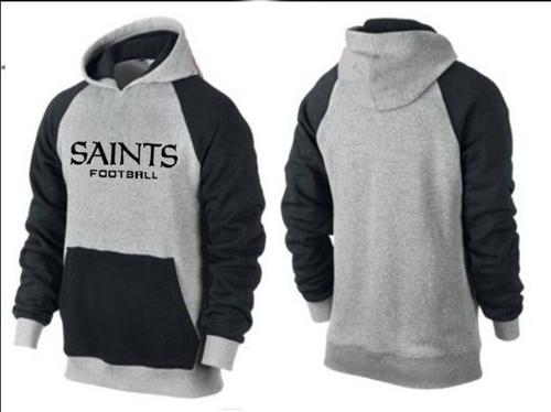 New Orleans Saints English Version Pullover Hoodie Grey & Black - Click Image to Close